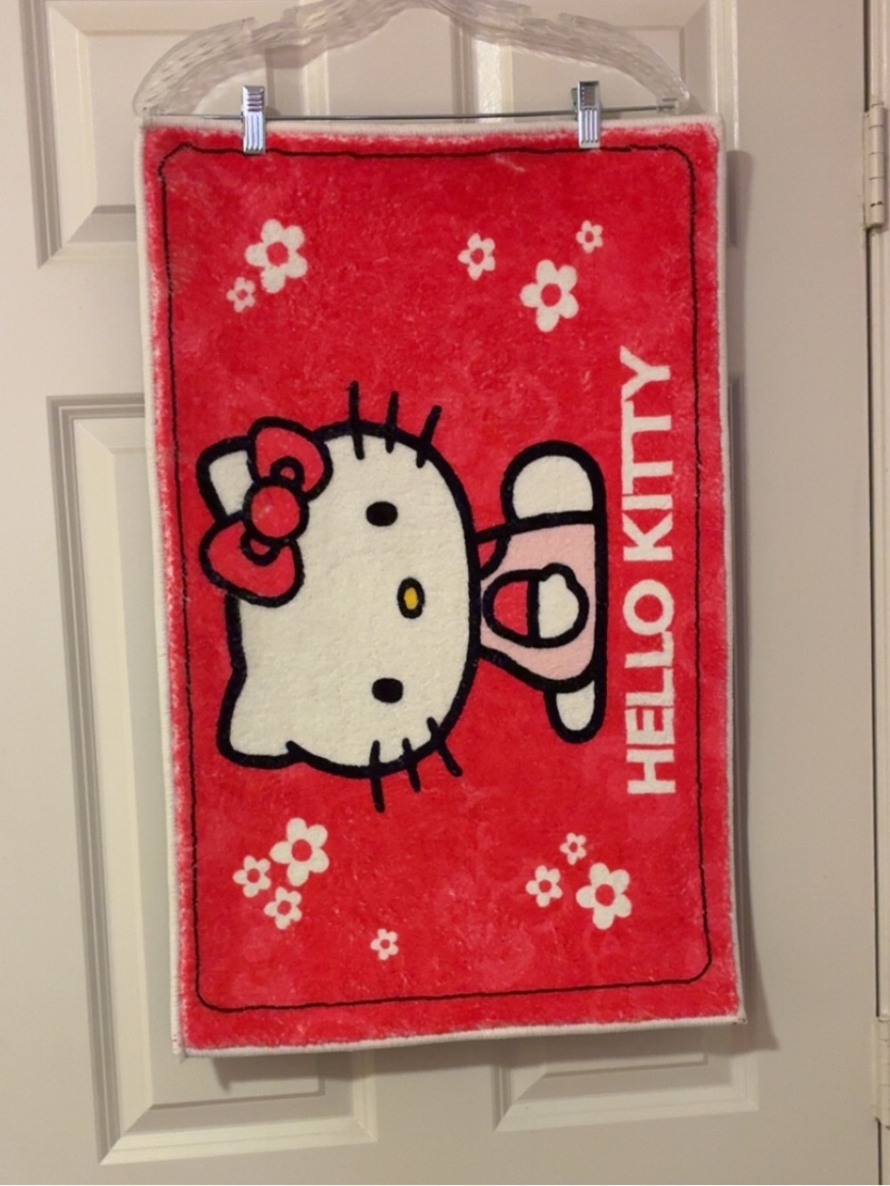 Sanrio Hello Kitty Plush Red and White Rug/mat